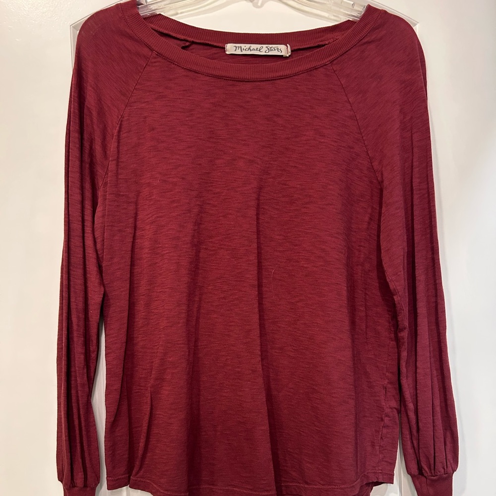 Michael Stars Burgundy Long Sleeve Top